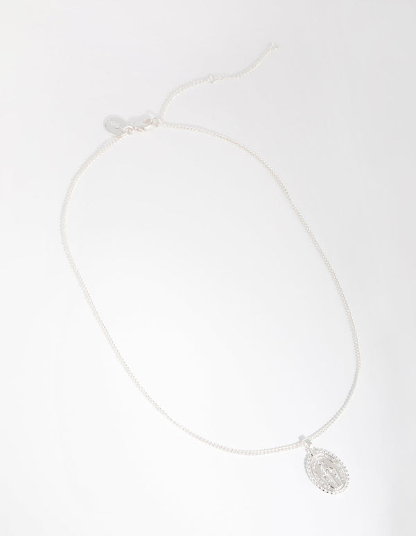 Silver Plated Oval Pendant Necklace Set