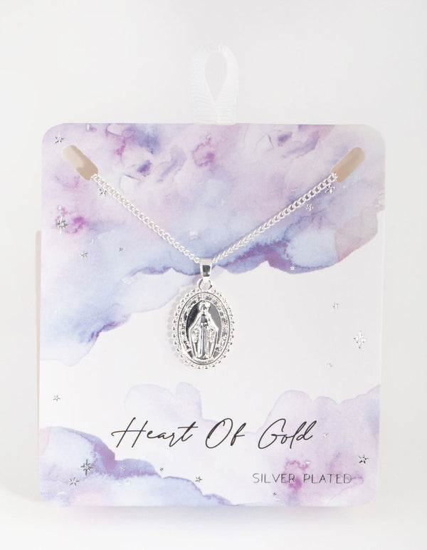 Silver Plated Oval Pendant Necklace Set