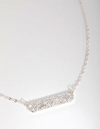 Silver Plated Flower Bar Necklace - link has visual effect only