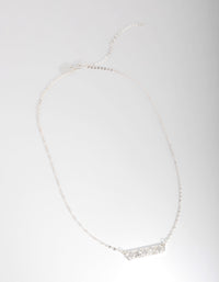 Silver Plated Flower Bar Necklace - link has visual effect only