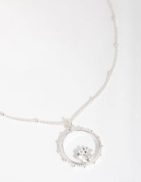 Silver Plated Flower Circle Necklace - link has visual effect only