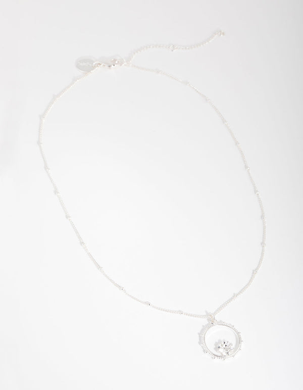 Silver Plated Flower Circle Necklace