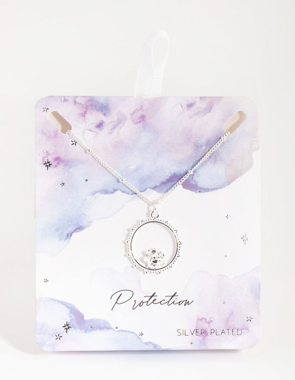 Silver Plated Flower Circle Necklace