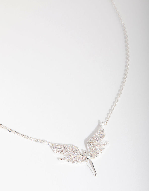 Silver Plated Cubic Zirconia Angel Necklace