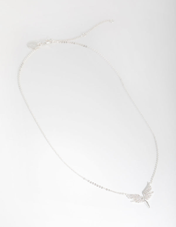 Silver Plated Cubic Zirconia Angel Necklace