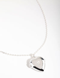Silver Plated Cubic Zirconia Heart Locket Necklace - link has visual effect only