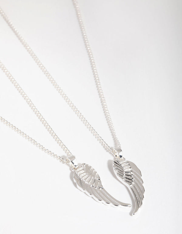 Silver Plated Angel Wings Necklace Set