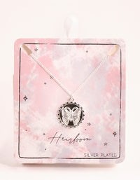 Silver Plated Butterfly Coin Necklace - link has visual effect only
