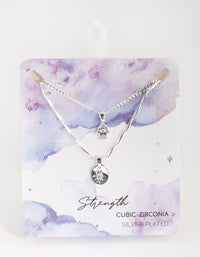 Silver Plated Cubic Zirconia Hamsa and Star Layered Necklace - link has visual effect only