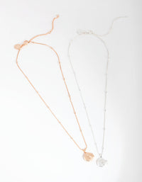 Silver and Rose Gold Plated Round Locket Necklace Set - link has visual effect only