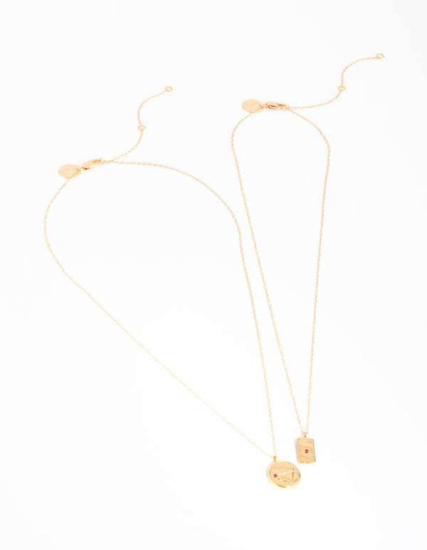 18ct Gold Plated Cubic Zirconia Capricorn Necklace Set