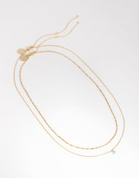 18ct 镀金海蓝宝石方晶锆石三月项链套装 - link has visual effect only