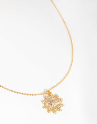 18ct Gold Plated Cubic Zirconia Coin Necklace - link has visual effect only