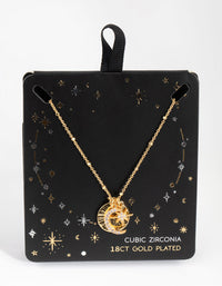 18ct Gold Plated Cubic Zirconia Cluster Pendant Necklace - link has visual effect only