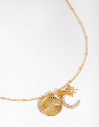 18ct Gold Plated Cubic Zirconia Cluster Pendant Necklace - link has visual effect only