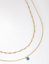 18ct Gold Plated October Opal Necklace Set - link has visual effect only