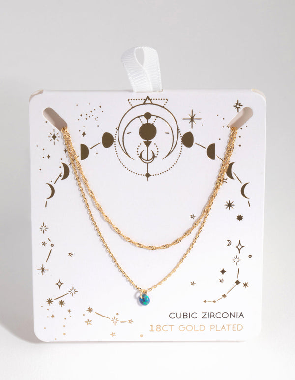 18ct Gold Plated October Opal Necklace Set