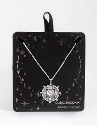 Silver Plated Cubic Zirconia Heart Coin Necklace - link has visual effect only