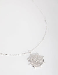 Silver Plated Cubic Zirconia Heart Coin Necklace - link has visual effect only