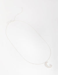 Silver Plated Cubic Zirconia Big Moon and Star Necklace - link has visual effect only