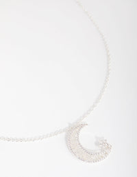 Silver Plated Cubic Zirconia Big Moon and Star Necklace - link has visual effect only