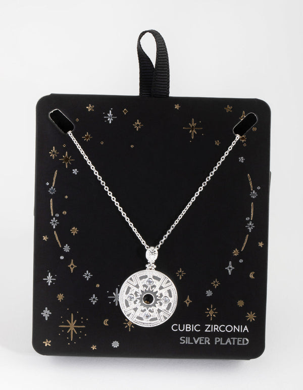 Silver Plated Open Centre Cubic Zirconia Necklace