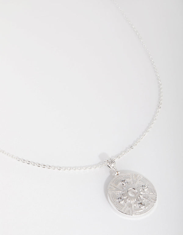 Silver Plated Open Centre Cubic Zirconia Necklace