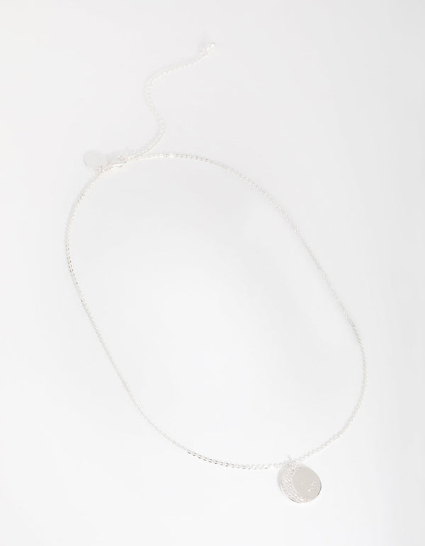 Silver Plated Half Moon Coin Necklace