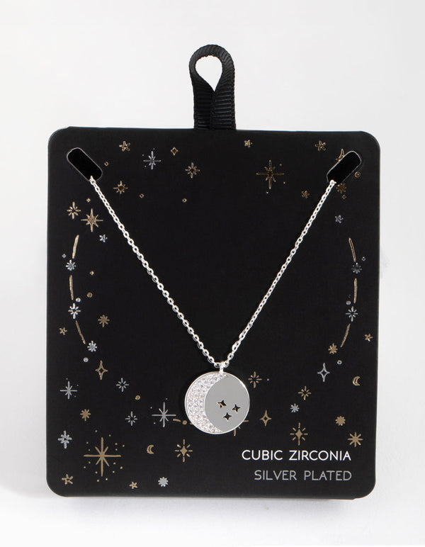 Silver Plated Half Moon Coin Necklace