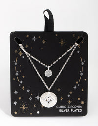 Silver Plated Cubic Zirconia Diamond Coin Necklace Set - link has visual effect only