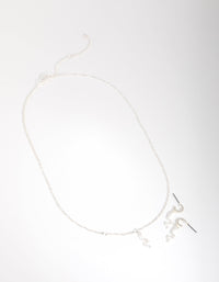 Silver Plated Cubic Zirconia Snake Necklace and Earrings Set - link has visual effect only