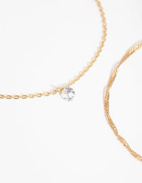 18ct 镀金 4 月方晶锆石手链套装 - link has visual effect only