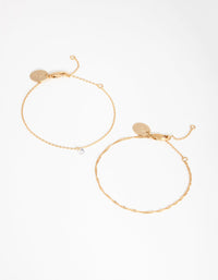 18ct 镀金 4 月方晶锆石手链套装 - link has visual effect only