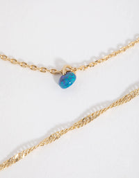 18ct Gold Plated October Opal Bracelet Set - link has visual effect only