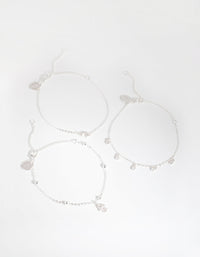 Silver Plated Cubic Zirconia Hamsa and Moon Bracelet Set - link has visual effect only