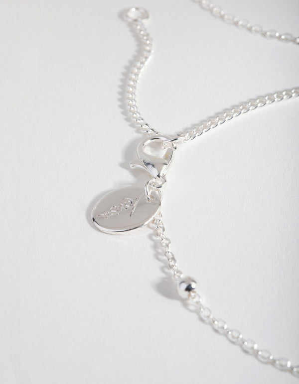 Silver Plated Cubic Zirconia Hamsa and Moon Bracelet Set