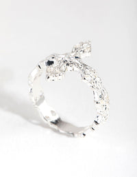 Silver Plated Cubic Zirconia Detailed Cross Ring - link has visual effect only
