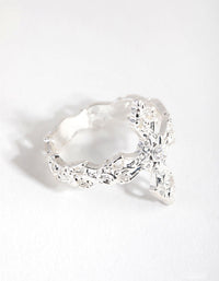 Silver Plated Cubic Zirconia Detailed Cross Ring - link has visual effect only