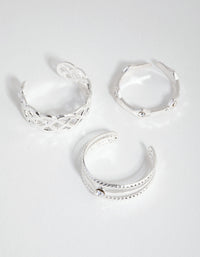 Silver Lattace & Station Toe Ring 3-Pack - link has visual effect only