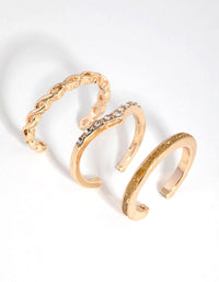 Gold Diamante Band Toe Ring 3-Pack - link has visual effect only