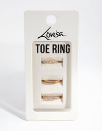 Gold Diamante Band Toe Ring 3-Pack - link has visual effect only