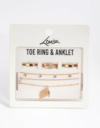 Gold Leaf Anklet and Toe Ring 6-Pack - link has visual effect only
