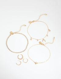 Gold Moon Anklet and Toe Ring 6-Pack - link has visual effect only