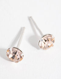 Sterling Silver Silk Diamond Simulant Stud Earrings - link has visual effect only