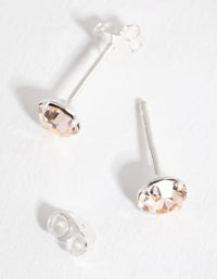 Sterling Silver Silk Diamond Simulant Stud Earrings - link has visual effect only