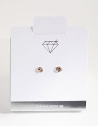 Sterling Silver Silk Diamond Simulant Stud Earrings - link has visual effect only