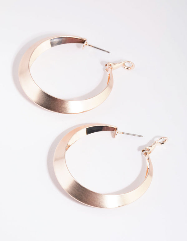 Brushed Rose Gold Apex Hoop Earrings