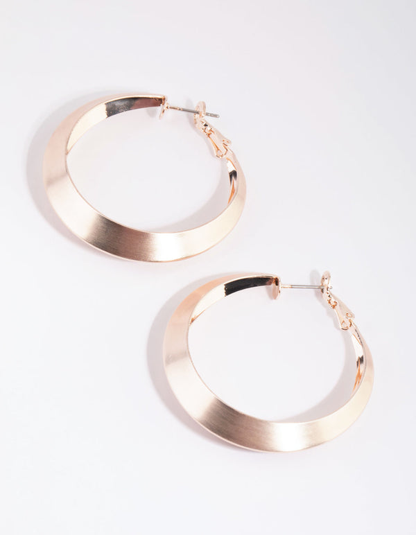 Brushed Rose Gold Apex Hoop Earrings