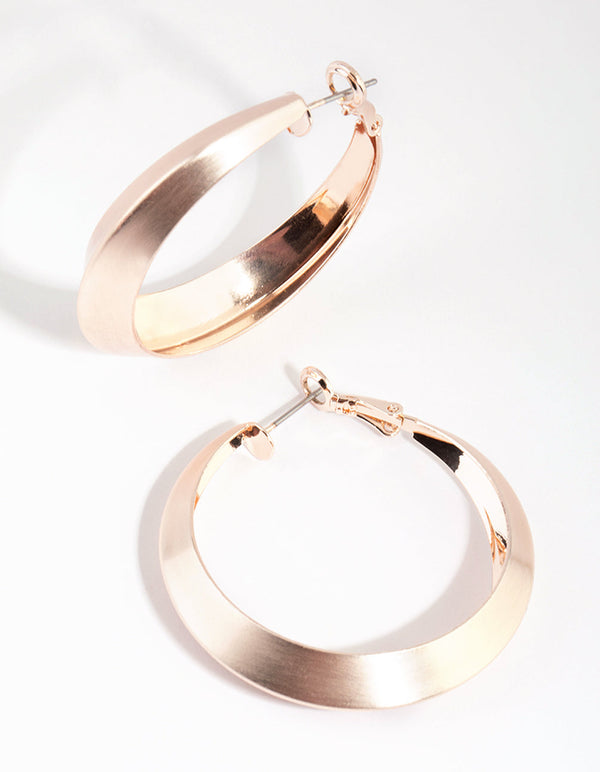 Brushed Rose Gold Apex Hoop Earrings