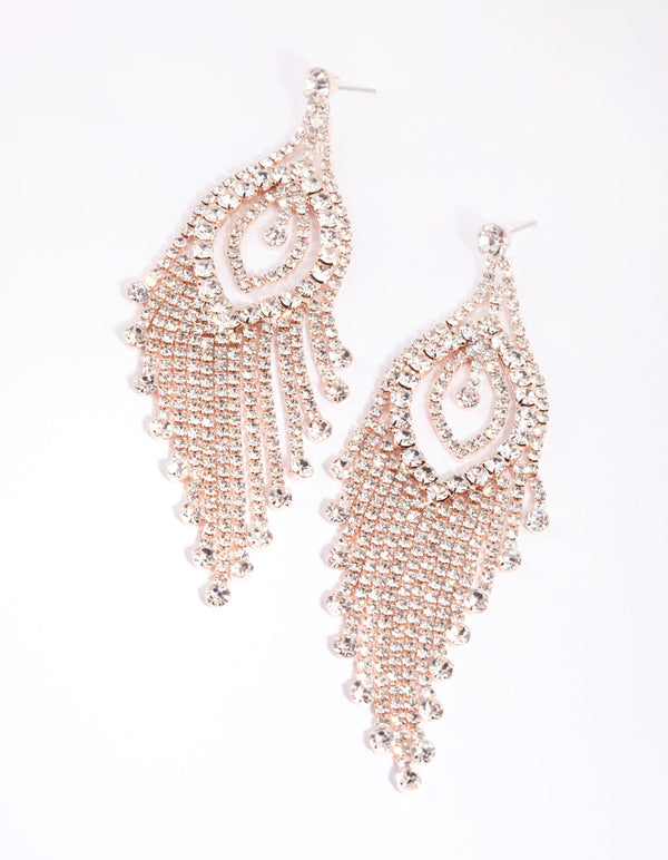 Rose Gold Statement Cupchain Tassel Earrings
